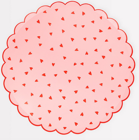 Meri Meri Pappteller, Herzmuster, groß