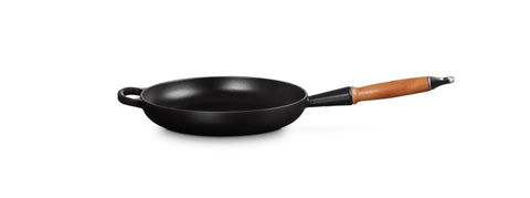 Le Creuset Bratpfanne mit Holzgriff, flach, Ø 28 cm, schwarz matt