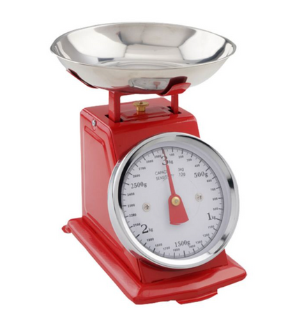 Analoge Küchenwaage, rot
