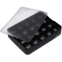 Eiswürfelbereiter mit transparentem Deckel - Würfel 3x3cm schwarz