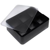 Eiswürfelbereiter mit transparentem Deckel - Würfel 5x5cm schwarz