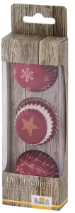 Mini-Papierförmchen Schneeflocke rot, Ø 4,5 cm, 72 Stk