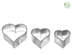 Ausstechform 'Herz, 3er-Set', 3, 3,5, 4,5 cm, Edelstahl