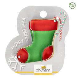 Ausstechform 'Weihnachtssocke', 7 cm, Edelstahl, auf Geschenkkarte