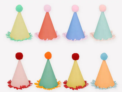 Meri Meri Party-Hüte klein, Fransen, 8 Stück