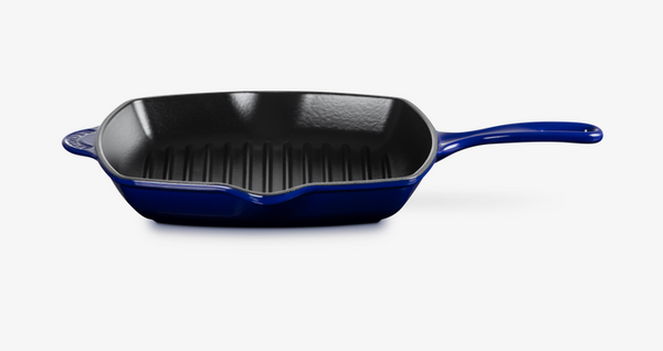 Quadratische Grillpfanne, Gusseisen, Indigo