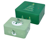 Gebäckdosen mit Weihnachtsmotiv, grün, verschiedene Größen
