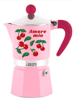 Espressokocher, Bialetti, 3 Tassen, Kirschmotiv