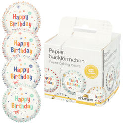 Muffin-Papierbackförmchen, Happy Birthday, Ø 7 cm, 100 Stück