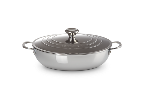Le Creuset Profipfanne mit Deckel, 3-Ply Plus, Edelstahl, Ø30cm
