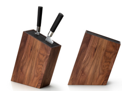 Schräger Messerblock mit flexiblem Einsatz, 31 x 8 x 26cm, verschiedene Holzarten
