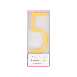 Meri Meri Zahlenkerze Slim, Nr. 5, gelb