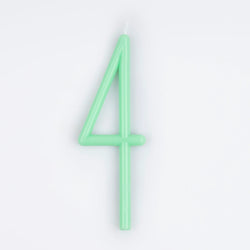 Meri Meri Zahlenkerze Slim, Nr. 4, grün