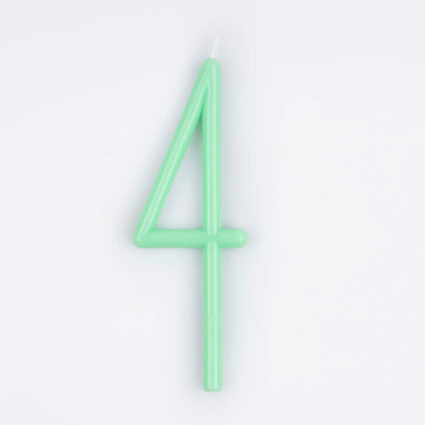 Meri Meri Zahlenkerze Slim, Nr. 4, grün