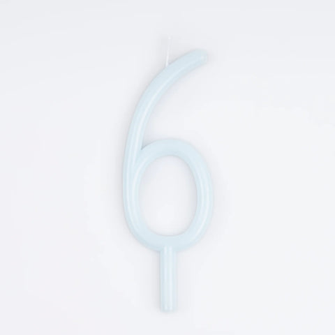 Meri Meri Zahlenkerze Slim, Nr. 6, hellblau