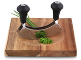 Double chopping knife 14 cm with wooden board
