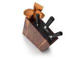 Knife block with flexible insert and utensil holder (oblique), different colours