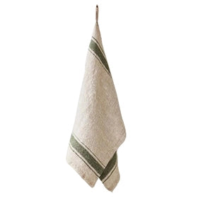 LinenTales Tea Towel, Green Stripe Vintage