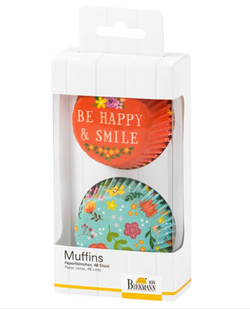 Muffinförmchen Papier, Be Happy & Smile, Blumen