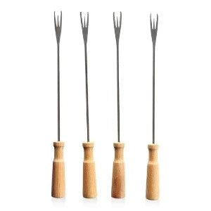 Fondue forks stainless steel, set of 4