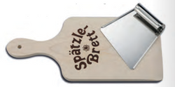 Spaetzle board with scraper