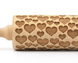 Rolling pin 3D motif "Hearts", different sizes