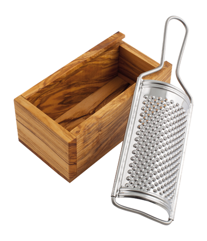 Parmesanreibe / Käsereibe mit Holzbehälter