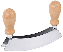 Double chopping knife with wooden handles